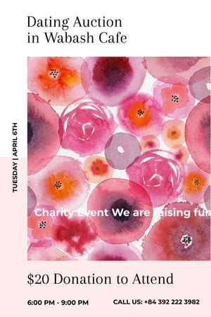 Ontwerpsjabloon van Tumblr van Dating Auction announcement on pink watercolor Flowers