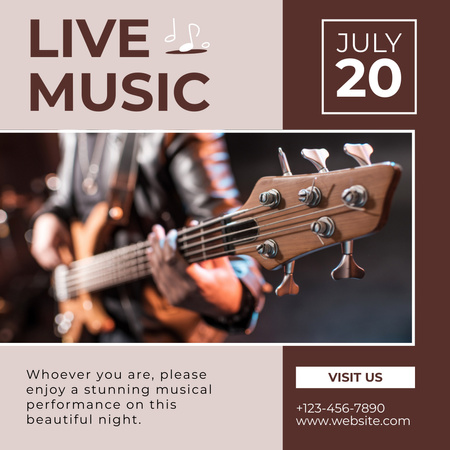 Live Music Event Ad with Guitarist Instagram Design Template