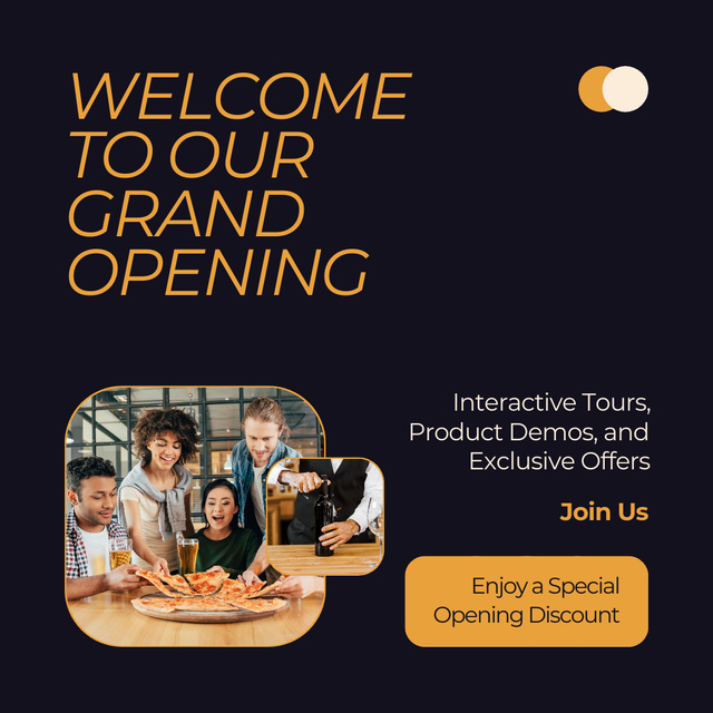 Grand Opening Event With Special Discount And Pizza Instagram AD Design Template