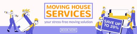 House Moving Services Announcement with Discount Twitter Design Template