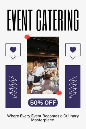 Event Catering Ad with Cater in Restaurant Pinterest Design Template