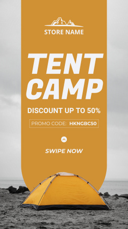 Modèle de visuel Offre de réduction dans le camping sous tente - Instagram Story