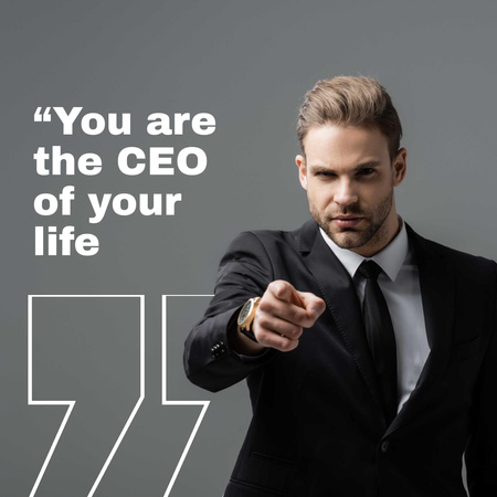 Plantilla de diseño de Business Quote with Man pointing Animated Post 