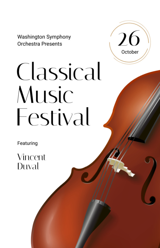 Szablon projektu Excellent Music Festival Announcement with Violin Strings Flyer 5.5x8.5in