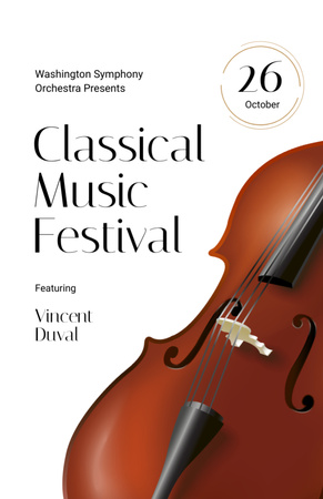 Klasszikus Zenei Fesztiválhirdetés hegedűhúrokkal Flyer 5.5x8.5in tervezősablon