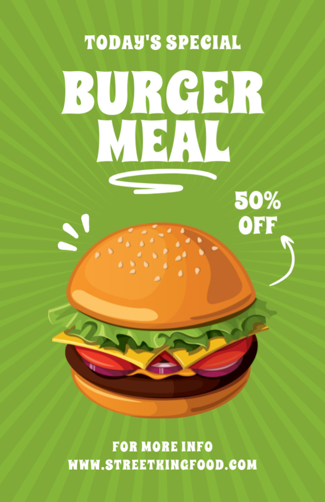 Discount Offer on Burger Meal Recipe Card Modelo de Design
