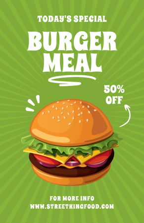 Discount Offer on Burger Meal Recipe Card Design Template