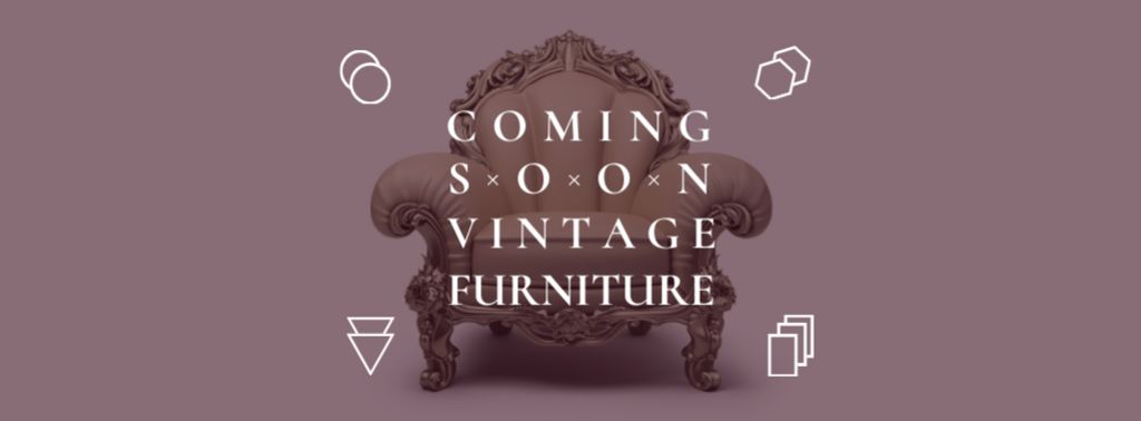 Antique Furniture Ad with Luxury Armchair Facebook cover Design Template