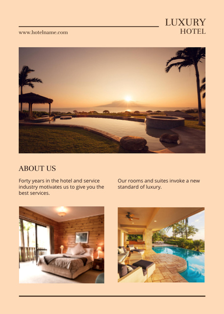 Chic Hotel Accommodation And Pool Offer Flayerデザインテンプレート