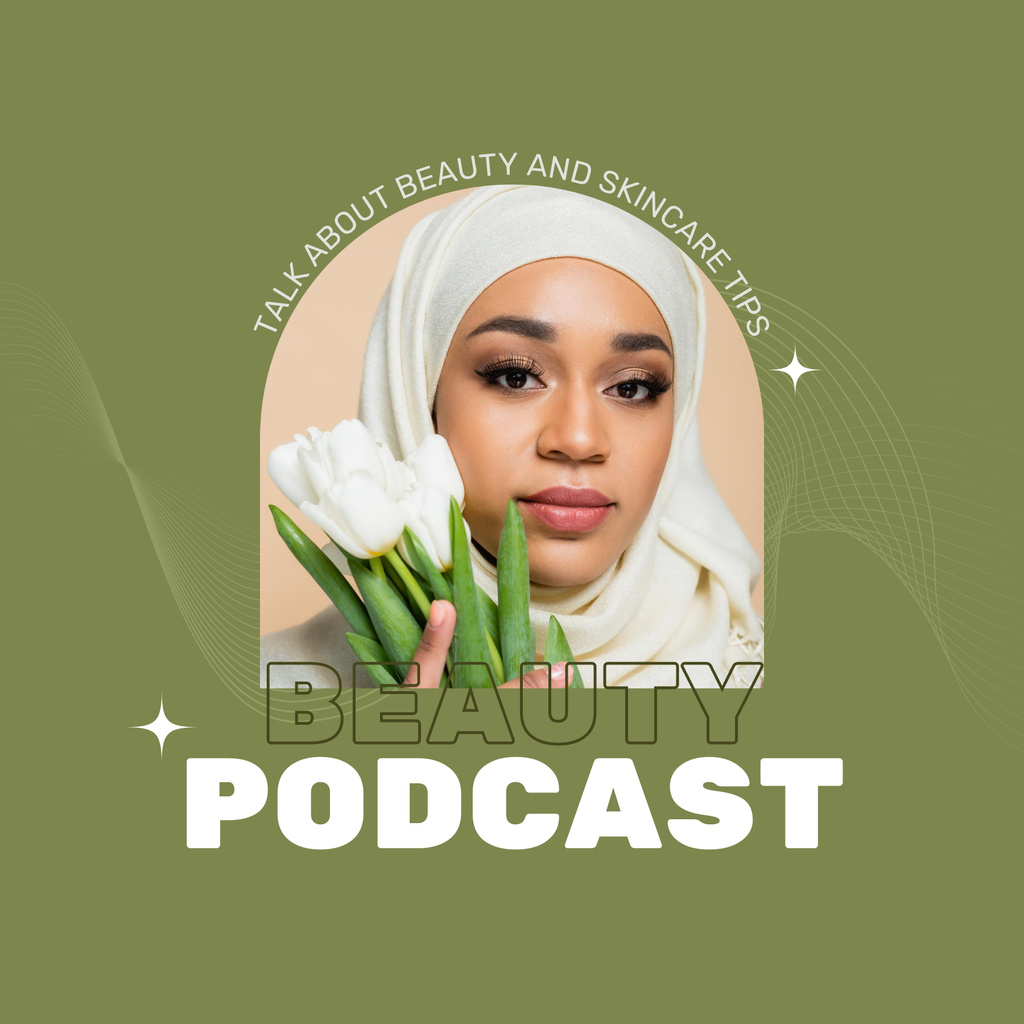 Podcast Announcement about Beauty and Skincare Podcast Cover Šablona návrhu