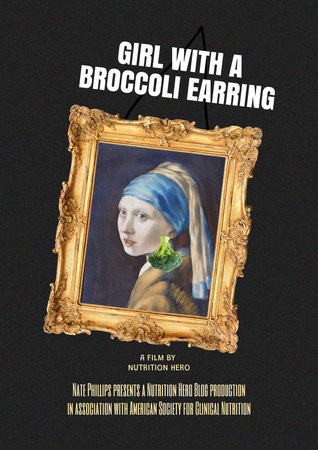 Funny Illustration of Girl with Broccoli Earring Poster Modelo de Design