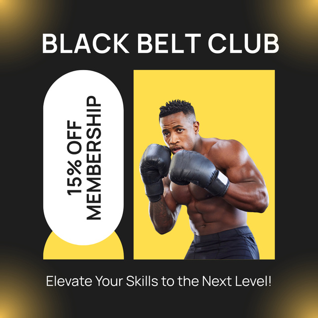 Discount On Signing Up To Black Belt Club Instagram AD Tasarım Şablonu