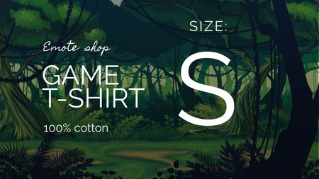 Gaming Merch Offer with Green Forest Label 3.5x2in Design Template