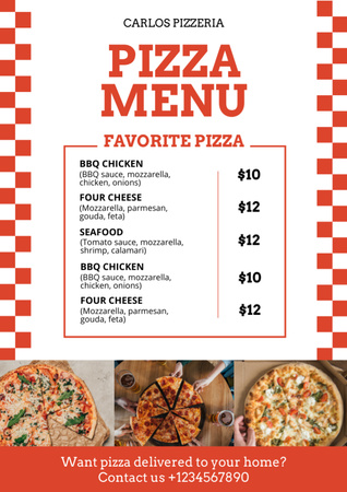 Suggestion of Favorite Types of Pizza Menu Design Template