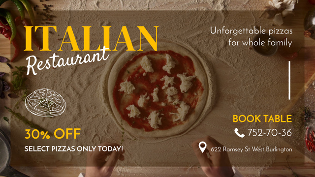 Original Pizza With Discount Offer In Restaurant Full HD video Πρότυπο σχεδίασης