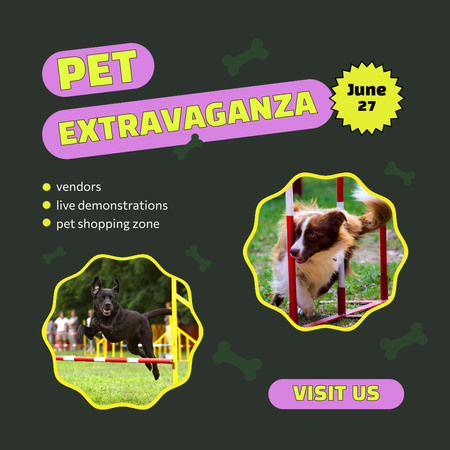 Pet Extravaganza With Demonstrations And Shopping Zone Animated Post Design Template