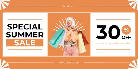 Summer Sale and Shopping Twitter Design Template