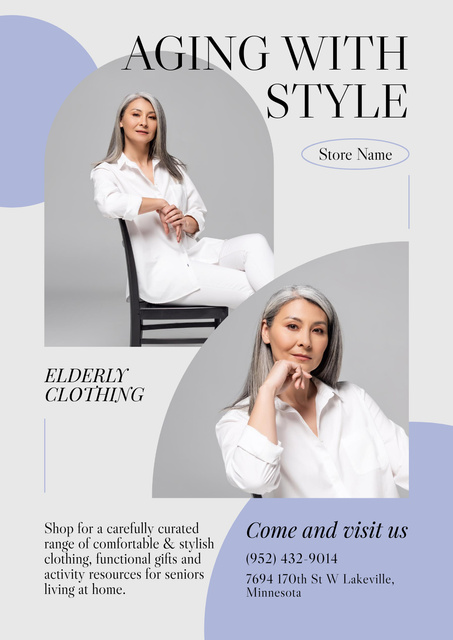 Stylish Senior Woman in White Shirt Poster – шаблон для дизайна