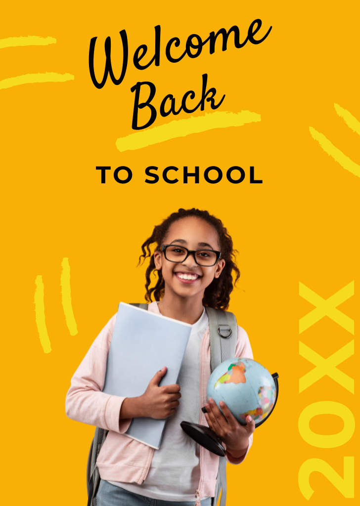 Student With Backpack And Books Postcard A6 Vertical Design Template