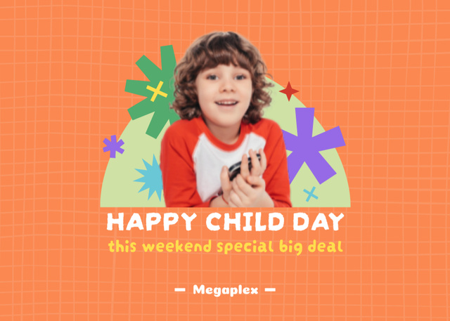 Szablon projektu Special Offer on Children's Day on Orange Postcard 5x7in
