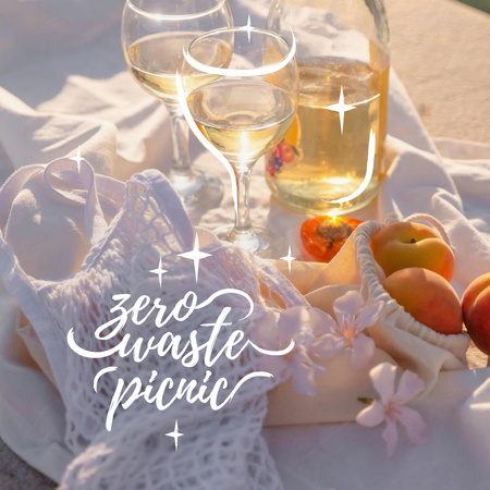 Zero Waste Picnic with White Wine and Apricots Instagram tervezősablon