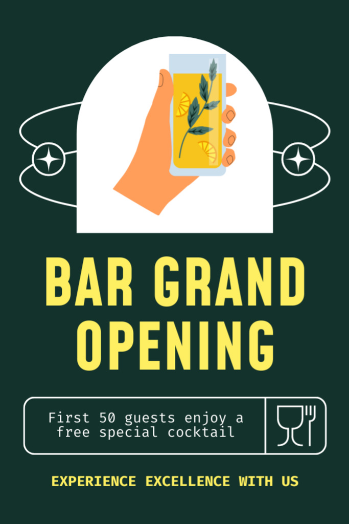 Stunning Bar Grand Opening Event With Free Cocktail Tumblr Design Template