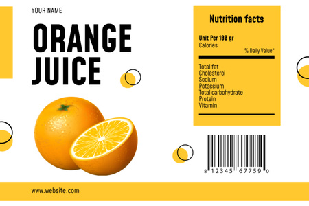 Orange Juice Tag with Citrus Image Label tervezősablon