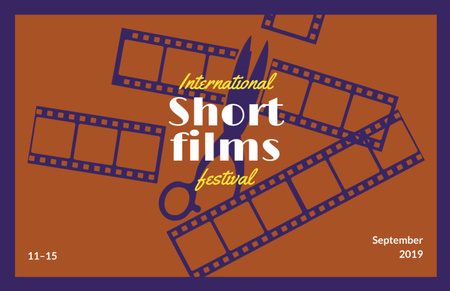 Film Festival Ad on Brown and Purple Flyer 5.5x8.5in Horizontal Design Template