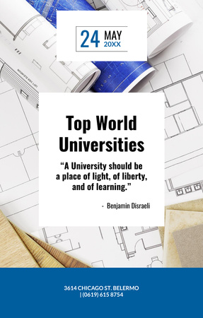 Universities guide on Blueprints Invitation 4.6x7.2in Design Template