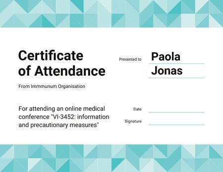 Platilla de diseño Science Online Conference attendance Certificate