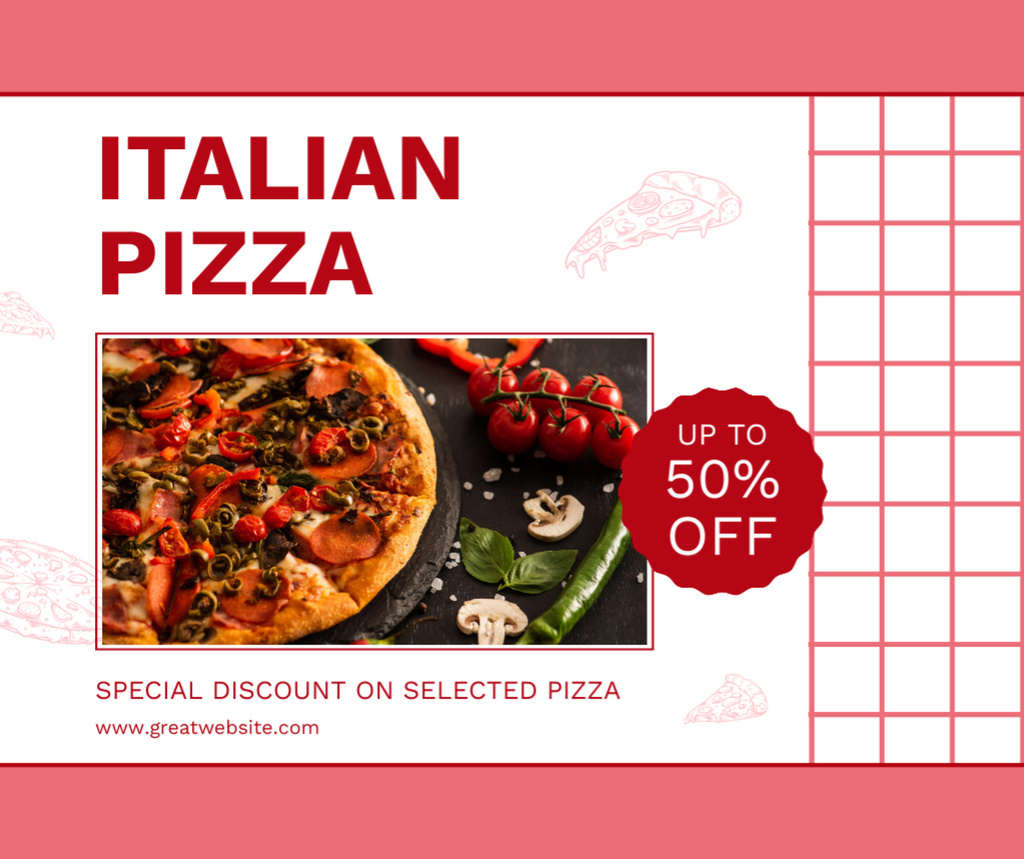 Italian Pizza Discount Offer on Pink Facebook Πρότυπο σχεδίασης