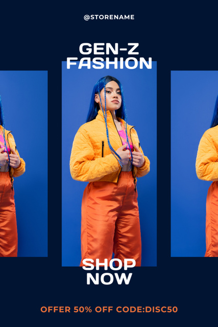 Gen Z Fashion Collection Ad with Young Girl Tumblr Modelo de Design