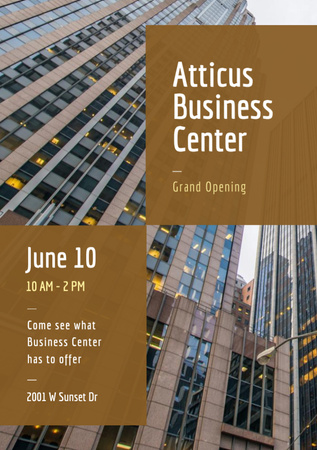Business Building Center Grand Opening Announcement Flyer A7デザインテンプレート