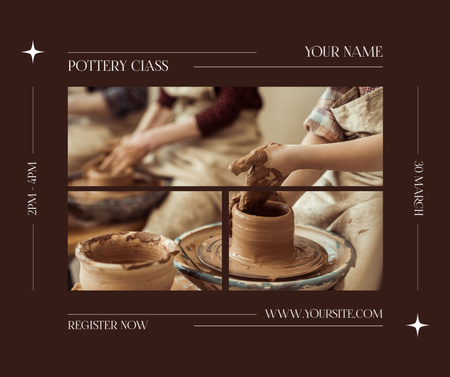 Anúncio da aula de cerâmica na primavera Facebook Modelo de Design