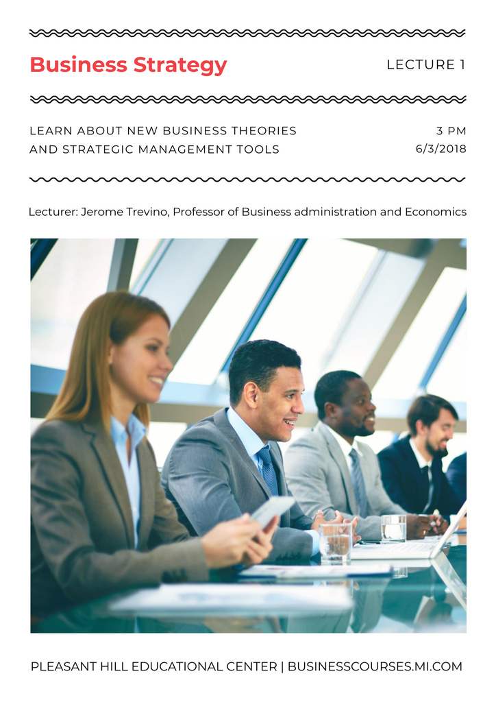 Plantilla de diseño de Content-rich Business Lecture at Educational Center With Lecturer Poster B2 