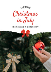 Christmas In July Greeting With Glass Ball