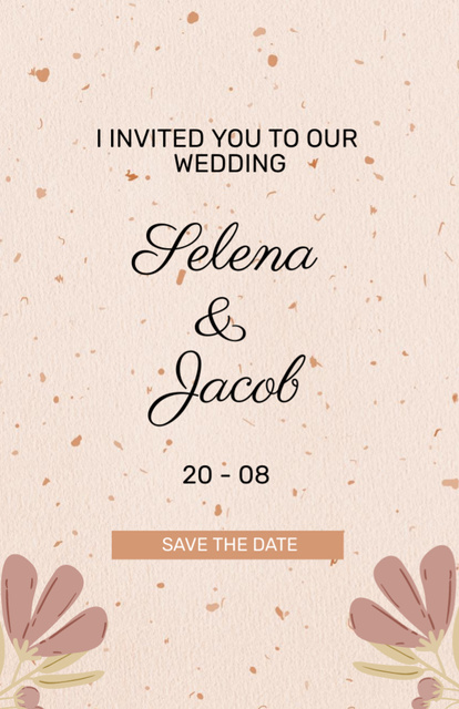 Ontwerpsjabloon van Invitation 5.5x8.5in van Beige Simple Wedding Announcement In Summer