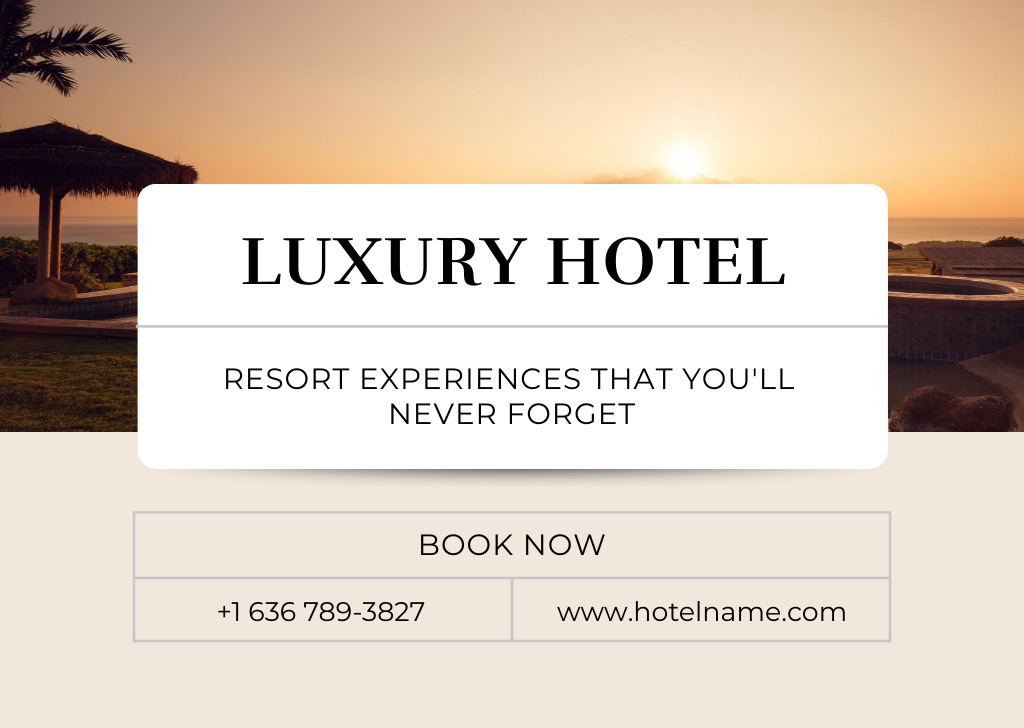 Services of Luxury Hotel for Best Vacation Card Design Template