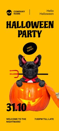 Template di design Annuncio della festa di Halloween con cane divertente Invitation 9.5x21cm