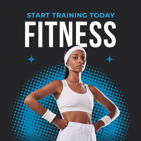 Sport Training Motivation with Young Woman Instagram Design Template