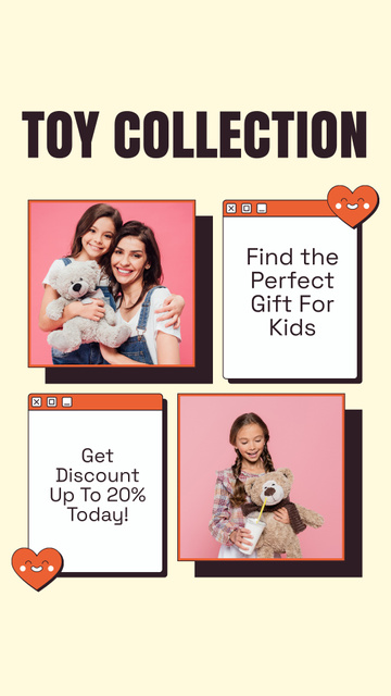 Toy Collection Ad with Photos of Mother and Daughter Instagram Video Story Design Template