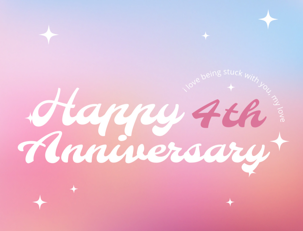 Modèle de visuel Happy Anniversary Greetings With Stars And Gradient - Postcard 4.2x5.5in