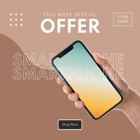 Smartphone Weekly Discount Offer on Brown Instagram Design Template