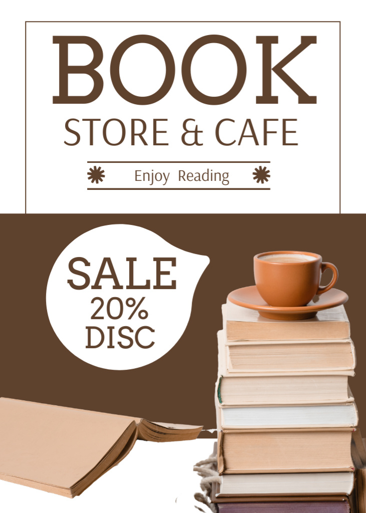 Promotion of Bookstore and Cafe Flayer Design Template