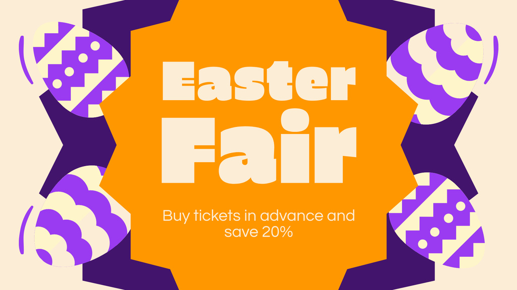 Easter Holiday Fair Event Announcement with Eggs FB event cover Tasarım Şablonu