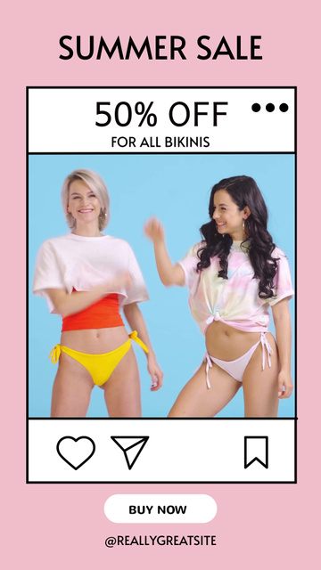 Happy Women for Summer Swimwear Sale Instagram Video Story Πρότυπο σχεδίασης