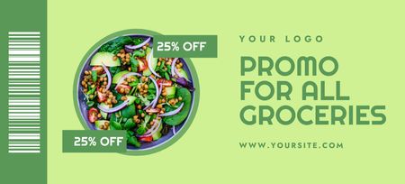 Grocery Store Promotion on All Products Coupon 3.75x8.25in Design Template