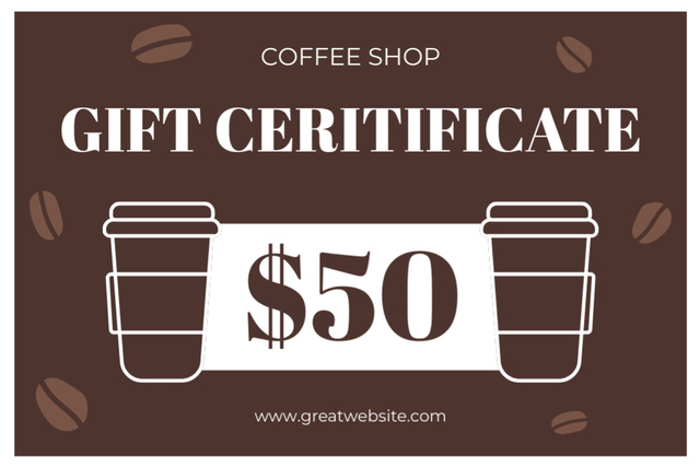 Ontwerpsjabloon van Gift Certificate van Special Coupon for Coffee with Illustration of Cups