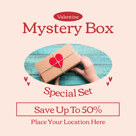 Mystery Gift Box for Valentine's Day Instagram Design Template