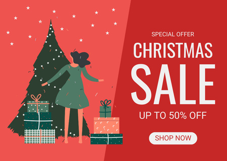 Modèle de visuel Christmas Sale of Accessories and Gifts Red - Card